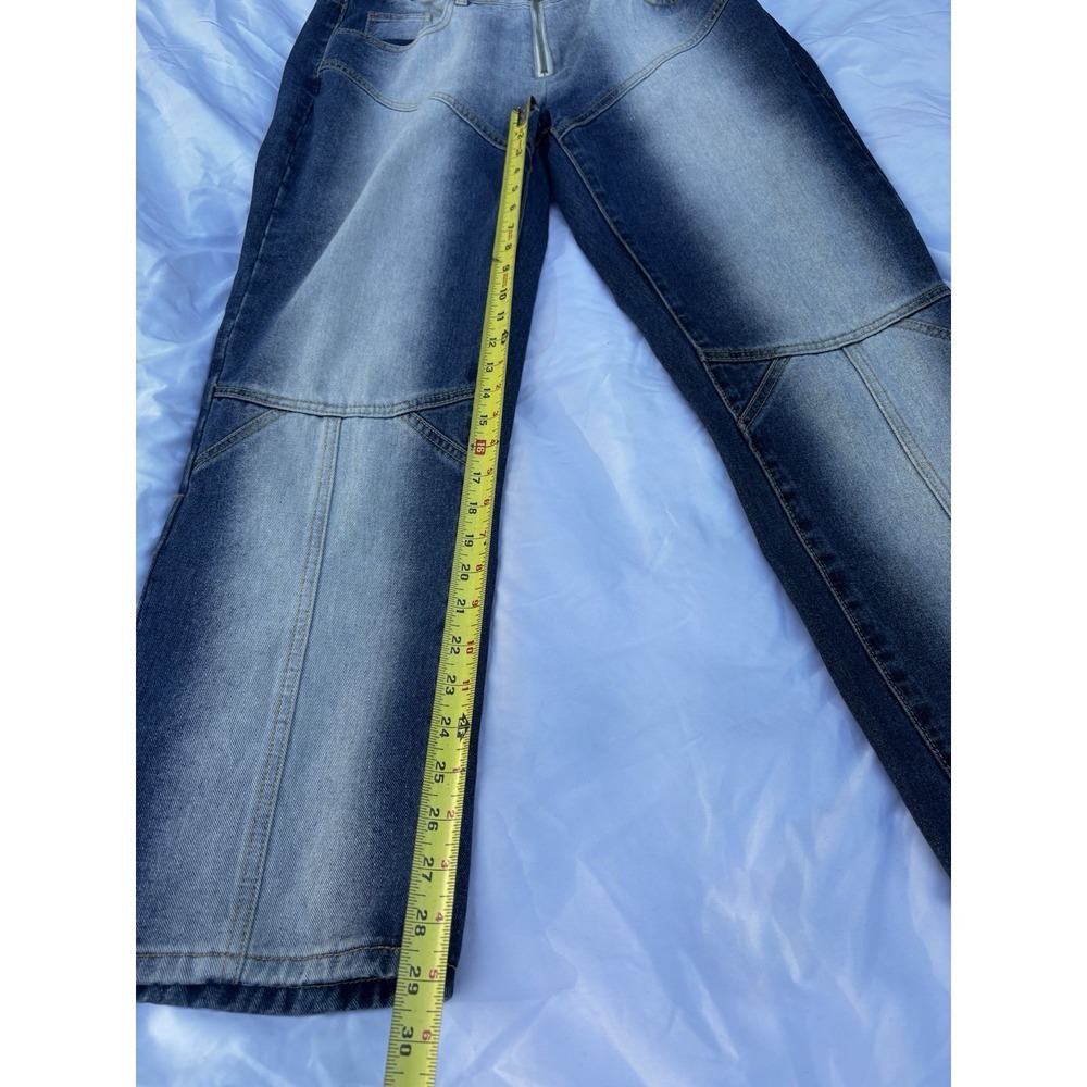 Pretty Little Thing Saddleback Jeans Size 8 Midwash 90s Wide Leg - Picture 5 of 8